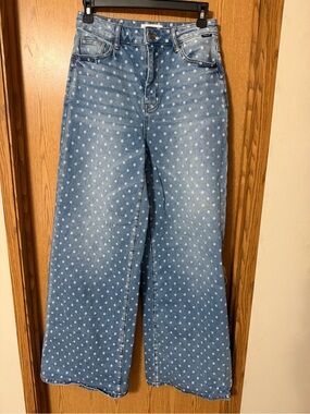 Cello Polka Dot Wide Leg Jeans Women’s Size 3 High Rise Denim Pants